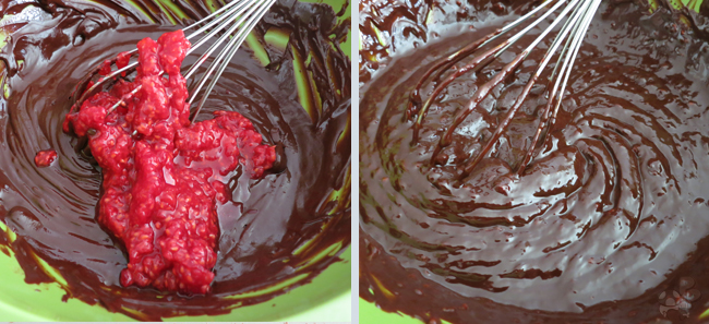 Rare Candy: Mixing the raspberry and melted chocolate