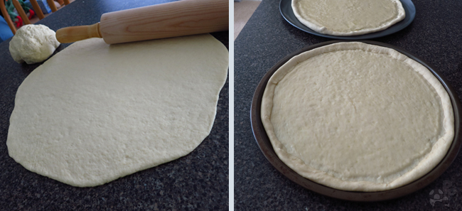 Pizza: Rolling out the dough to make pizza