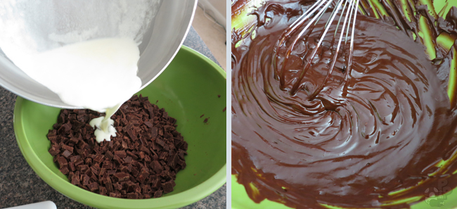 Rare Candy: Pouring cream into chopped chocolate