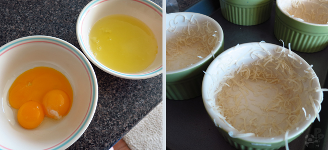 Cheese Souffle: Separating eggs and preparing ramekins