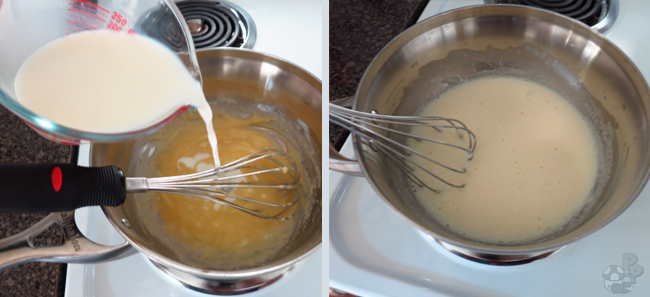 Cheese Souffle: Slowly add the milk to the roux