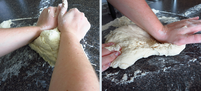 Pizza: Knead dough