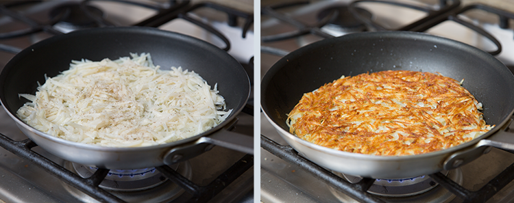 Hash Browns: Cook potatoes